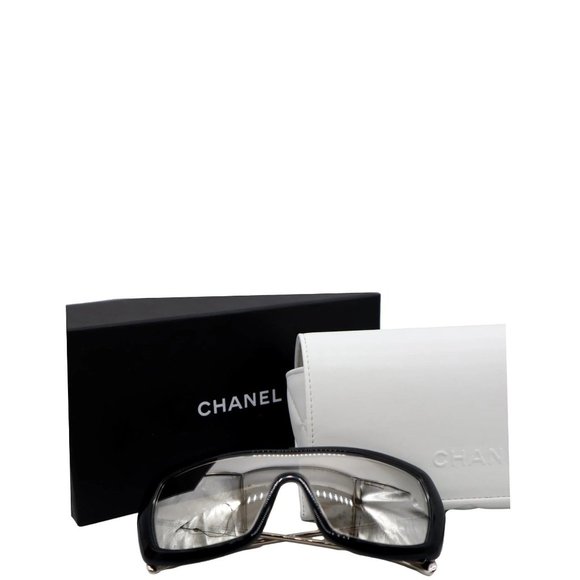 CHANEL Shield Acetate Sunglasses Metallic Lens - Picture 7 of 7